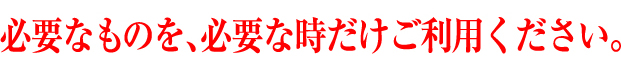 必要なものを、必要な時だけご利用ください。